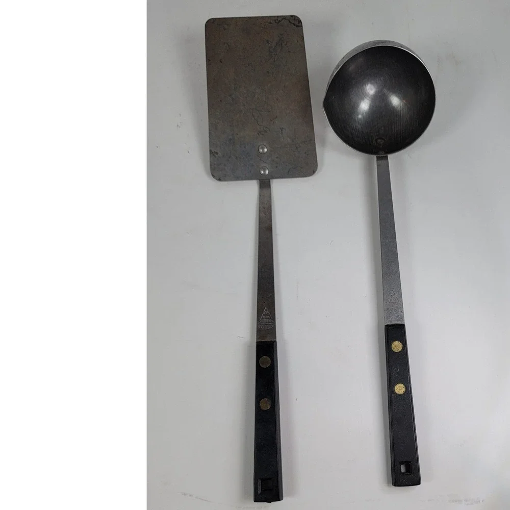 Vintage Household Institute Stainless Steel Spatula and Ladle Set USA Made Black